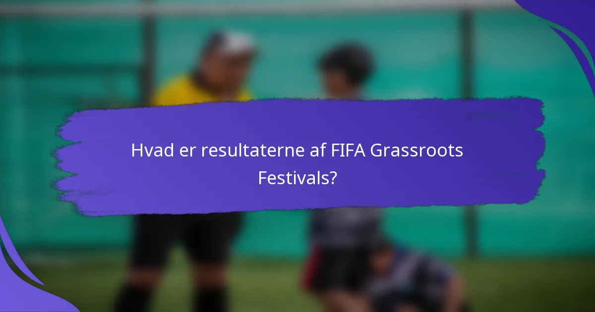 Hvad er resultaterne af FIFA Grassroots Festivals?