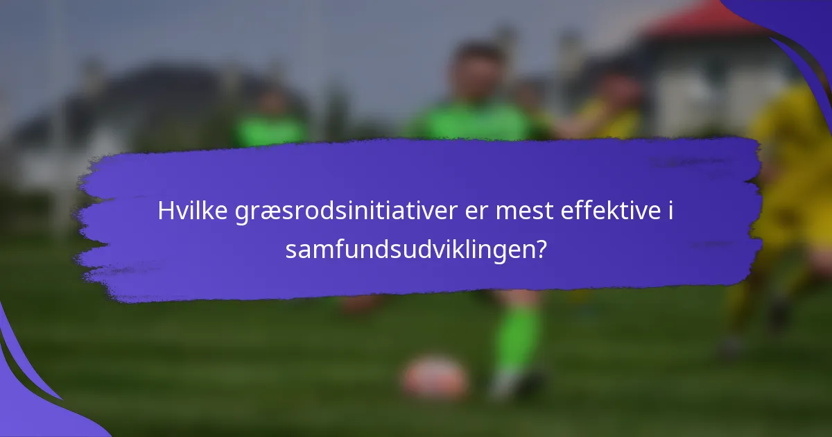 Hvilke græsrodsinitiativer er mest effektive i samfundsudviklingen?