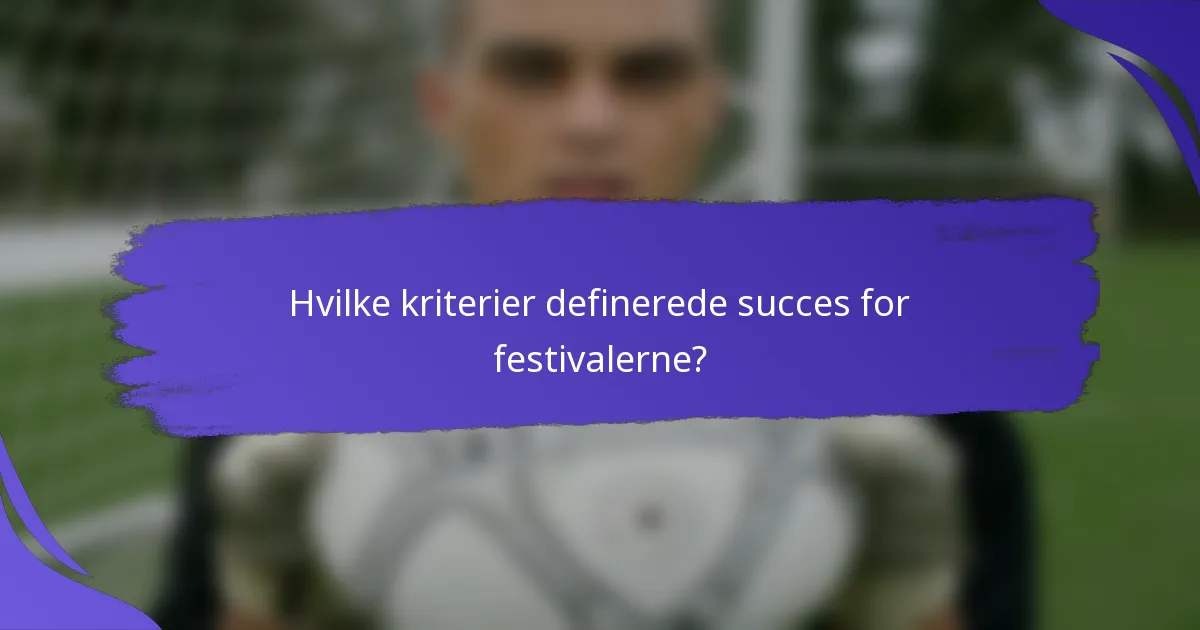 Hvilke kriterier definerede succes for festivalerne?