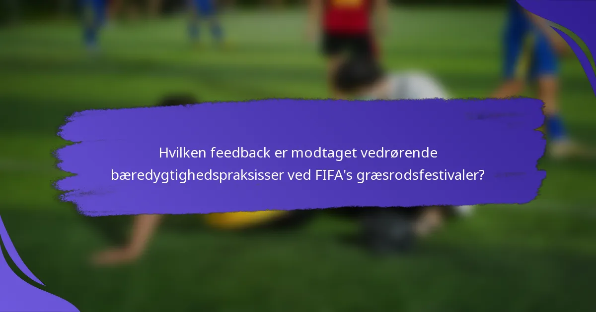 Hvilken feedback er modtaget vedrørende bæredygtighedspraksisser ved FIFA's græsrodsfestivaler?