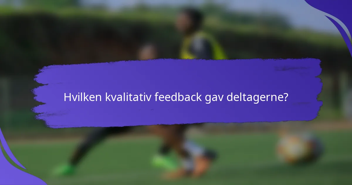 Hvilken kvalitativ feedback gav deltagerne?