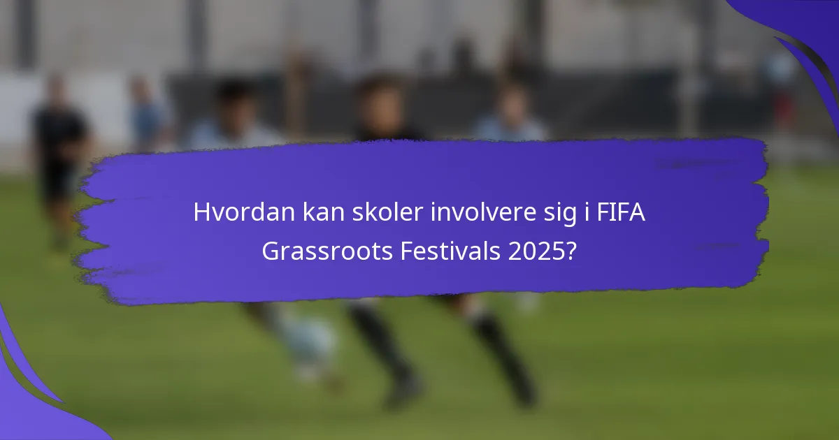 Hvordan kan skoler involvere sig i FIFA Grassroots Festivals 2025?