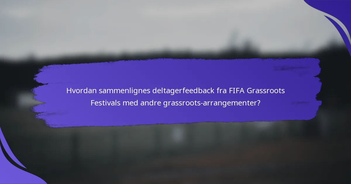 Hvordan sammenlignes deltagerfeedback fra FIFA Grassroots Festivals med andre grassroots-arrangementer?